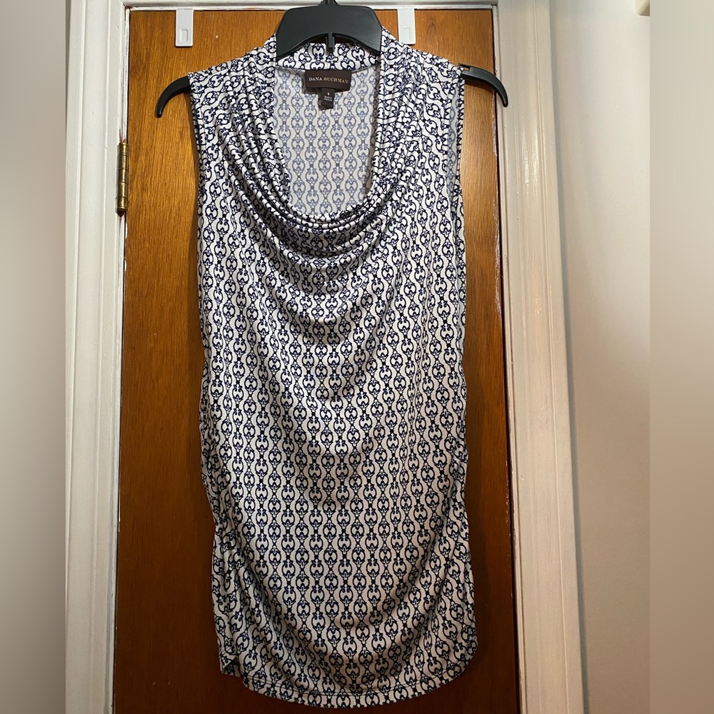 Small blue, black & white dress shirt